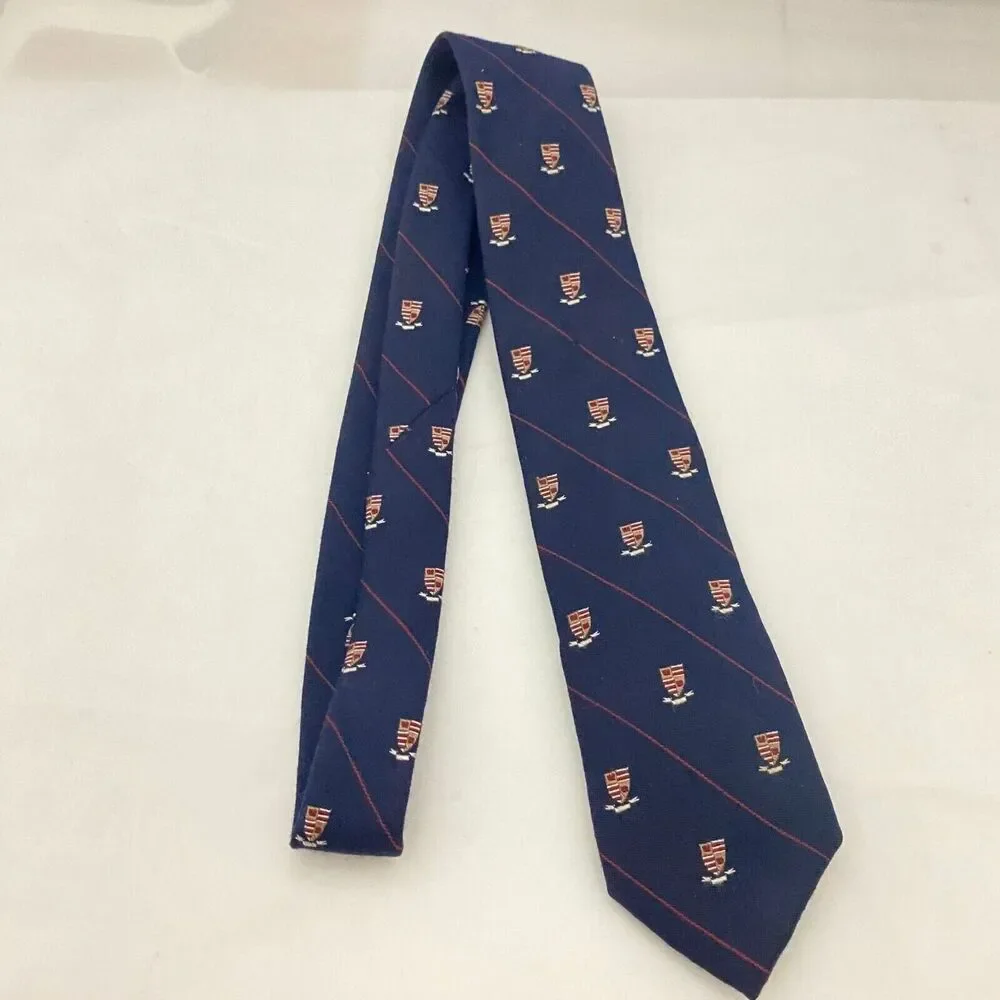 #5629 Jacobs Roberts Durlam and Durl am Blue Crest Novelty Mens Necktie, Tie